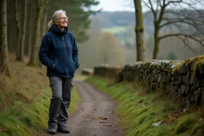 Femme en randonnée dans la forêt de Saint Goussaud