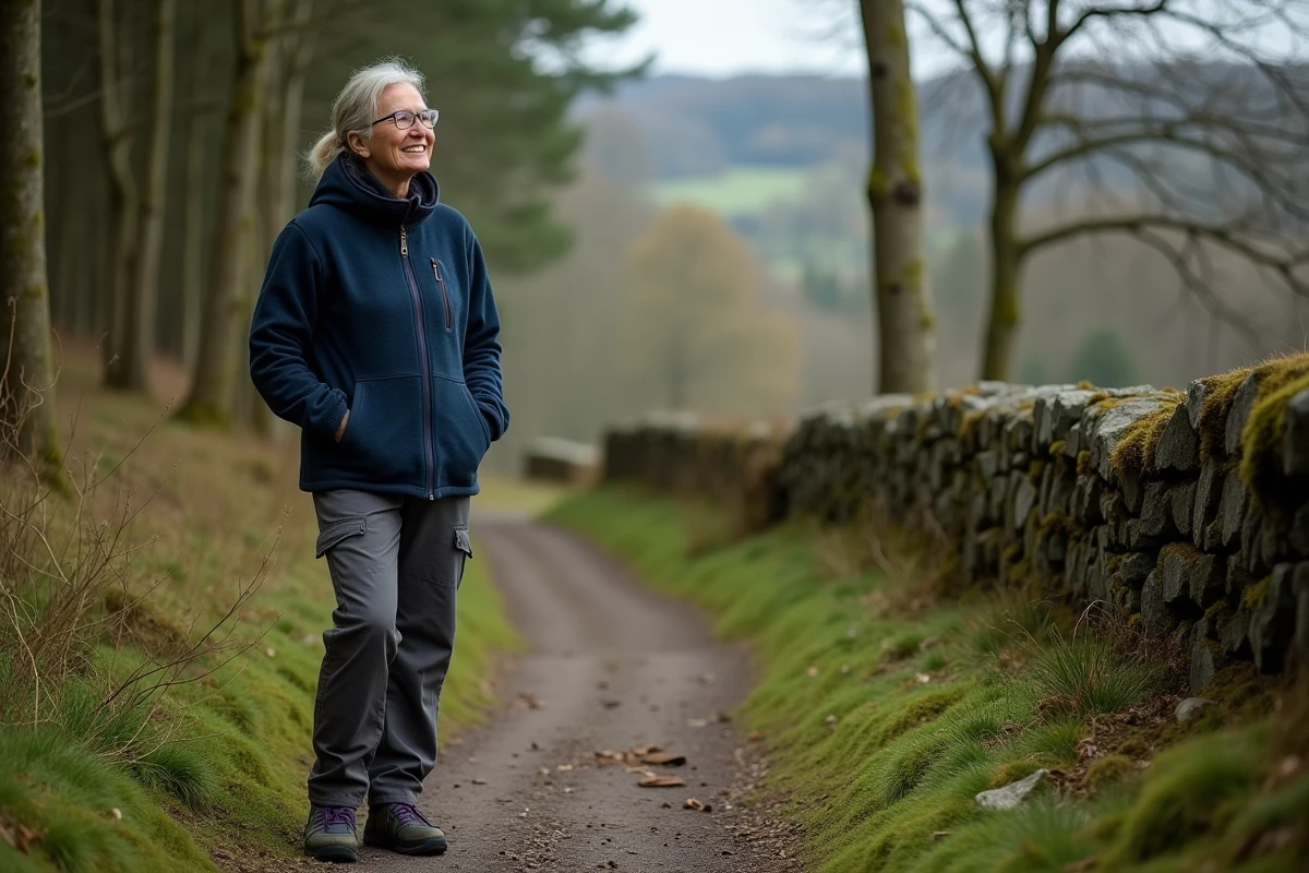 Femme en randonnée dans la forêt de Saint Goussaud