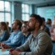 Groupe divers attentif lors d'une formation en informatique