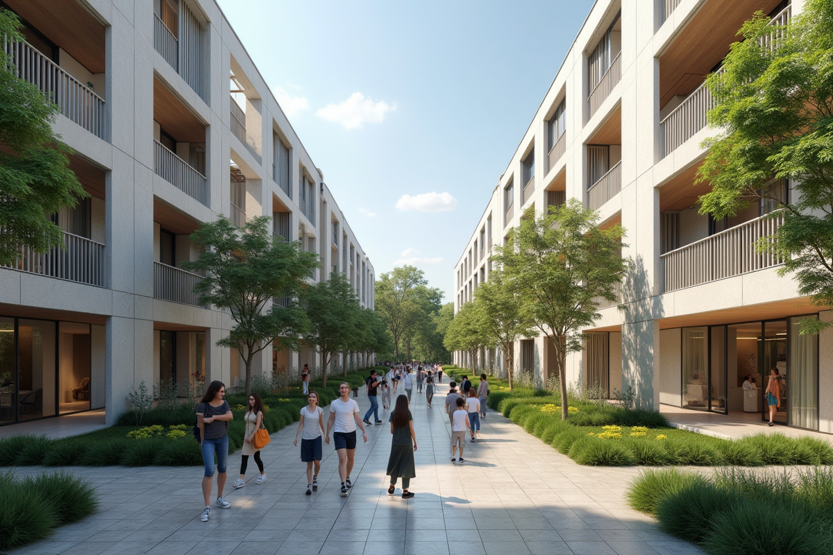 Façade d un immeuble social moderne en journée