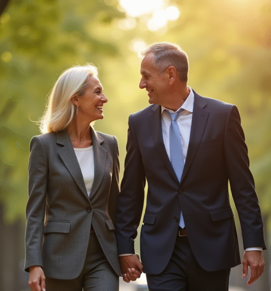 Christine Lagarde et son mari dans un parc parisien ensoleille