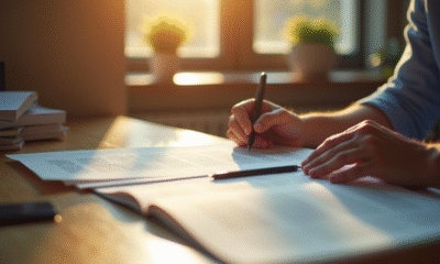 Personne lisant un document juridique au bureau