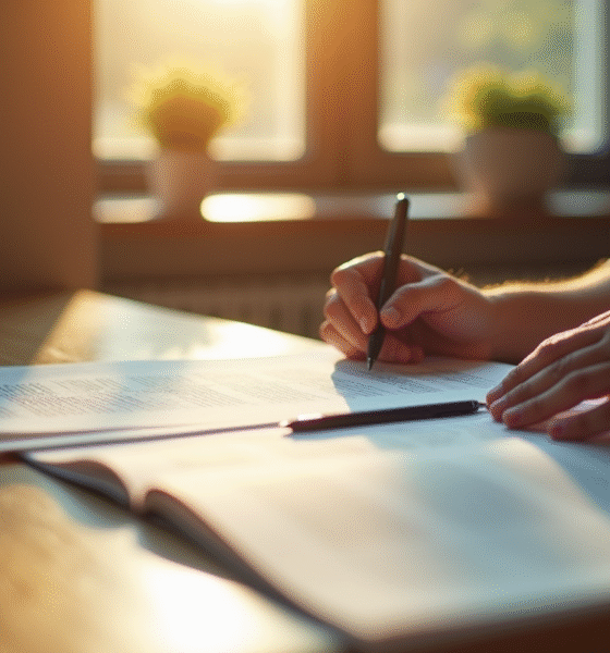 Personne lisant un document juridique au bureau